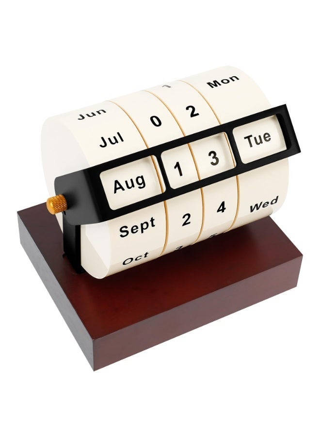 Bukela Wooden Perpetual Calendar, Vintage Desktop Flip Countdown Reminder, Mini Rotating Desk Calendar, Retro Wooden Block Date Display for Home and Office Decor - Image 4